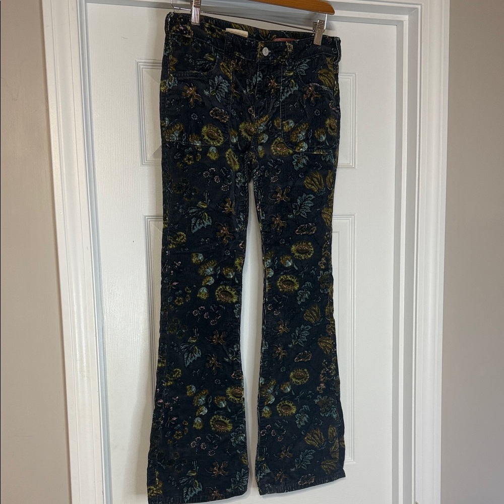 Pilcro Size 26 Corduroy Floral Patterned Pants